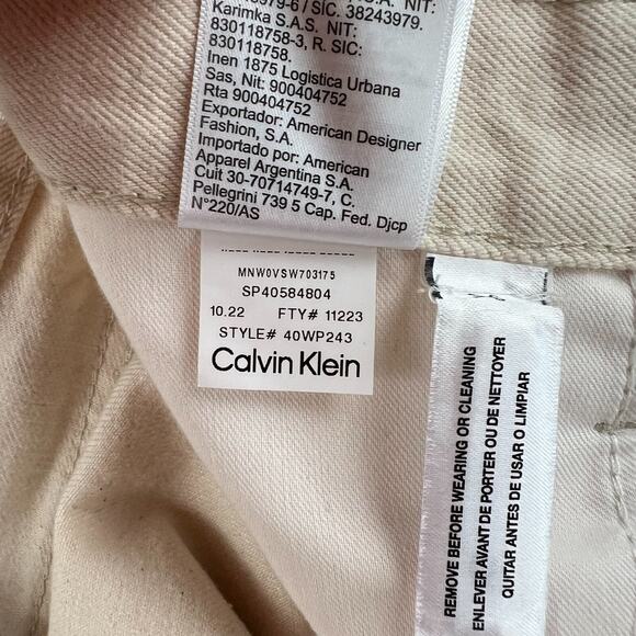 Calvin Klein Women Cropped Wide Leg Zip Fly Mid Rise Jeans Beige Size 26 - Picture 11 of 16